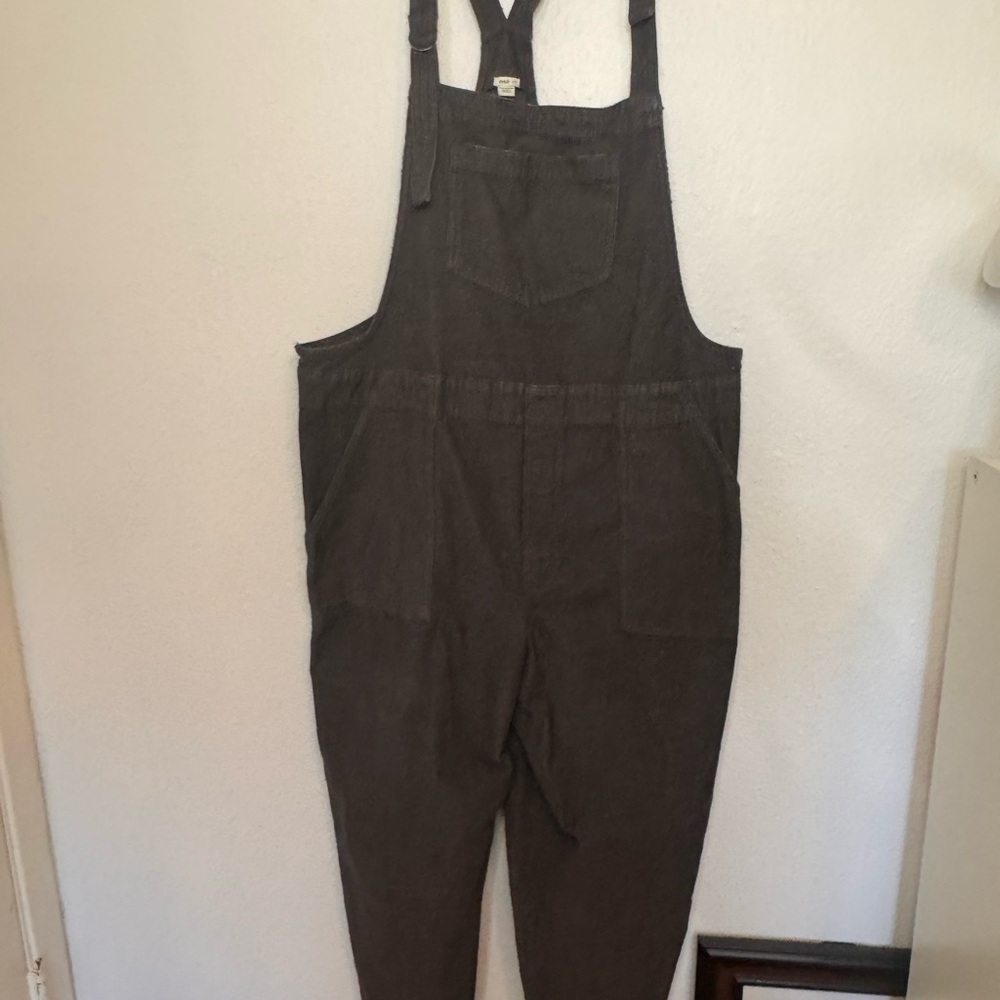 Aerie Charcoal Textured Overalls